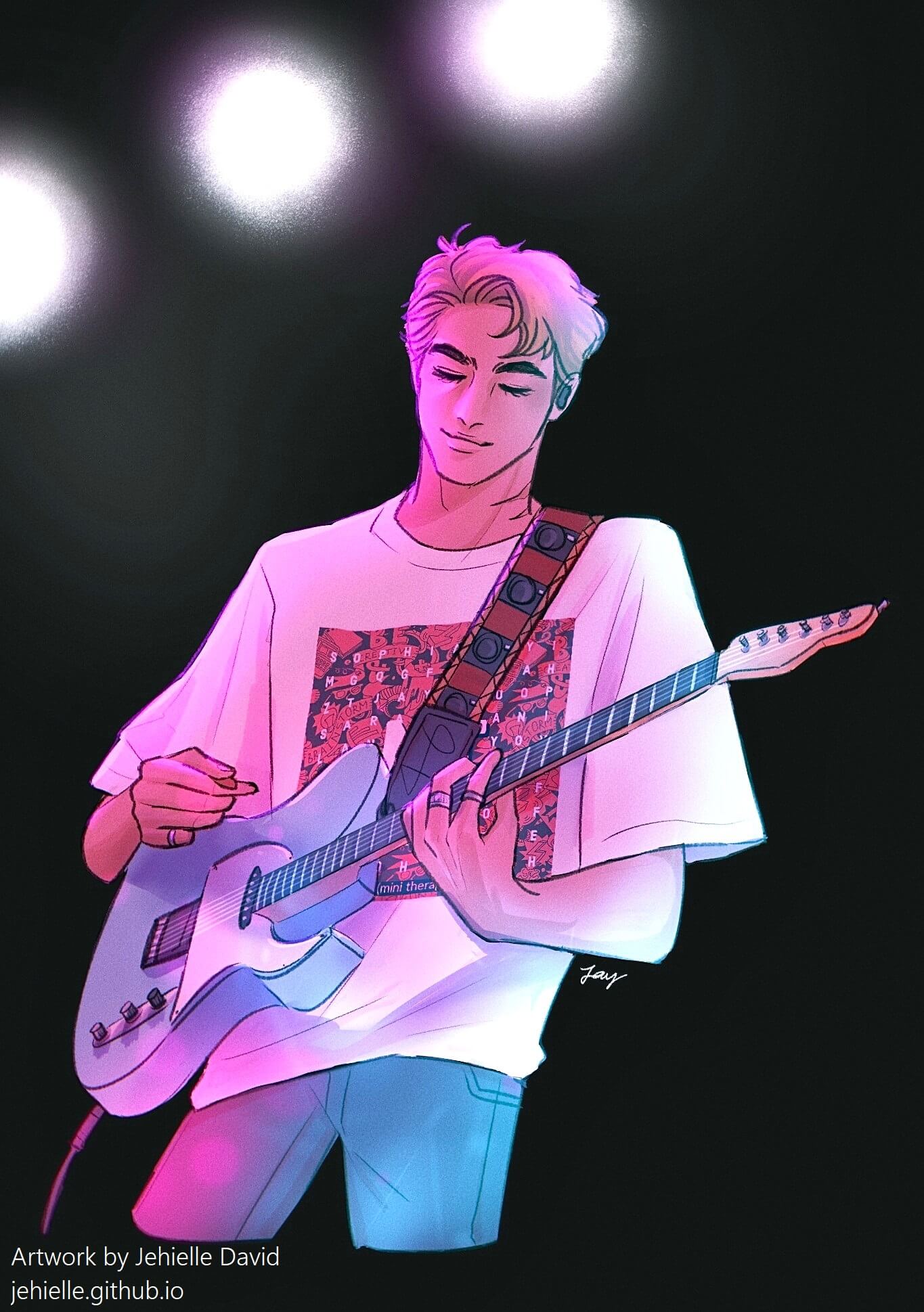 painting of man with guitar standing up